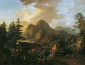 Landschap met smederij door Martin von Molitor
