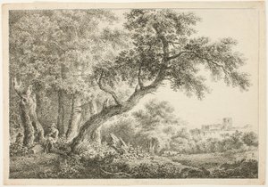 Wandelaar rustend in het bos door Martin von Molitor