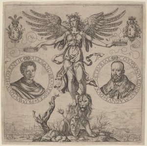 Alexander de Medici en Cosmo de Medici door Martino Rota