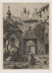 Ingang van het kasteel van Hollenfeltz door Martinus Antonius Kuytenbrouwer jr.