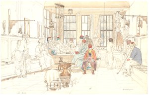 Het interieur van een Turkse café