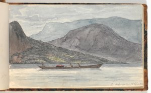 Fjordlandschap met roeiboot