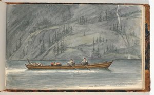 Fjordlandschap met roeiboot. Krøderen, Noorwegen door Martinus Rørbye