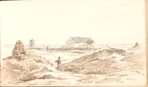 Duinlandschap bij Råbjerg Kirke door Martinus Rørbye