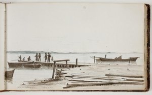 Mensen bij een veerboot door Martinus Rørbye