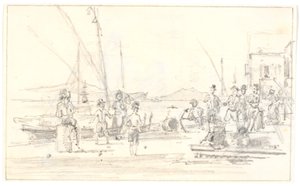 Gezicht op de haven van Palermo door Martinus Rørbye