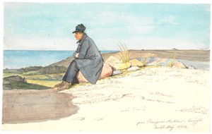 Zittende man in Bangsbo heuvels, Vendsyssel, 22 mei 1833 door Martinus Rørbye