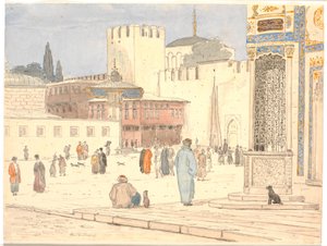 Het Plein voor Bab-i-Hümayan in Constantinopel door Martinus Rørbye