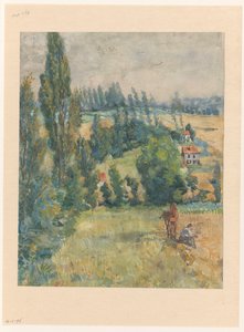 Landschap met rustende boer bij een paard door Martinus van Andringa