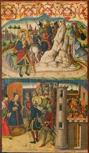 Sint Christoffel ontmoet Satan; Sint Christoffel voor de koning van Lycië door Martín de Soria