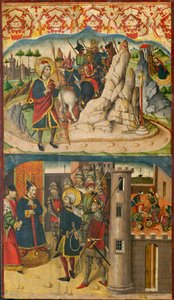 Sint-Christoffel ontmoet Satan, Sint-Christoffel voor de koning van Lycië door Martín de Soria