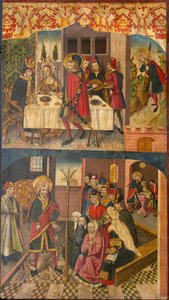 Sint Christoffel neemt afscheid van de koning die Satan vreesde, Sint Christoffel en zijn bekeerlingen door Martín de Soria