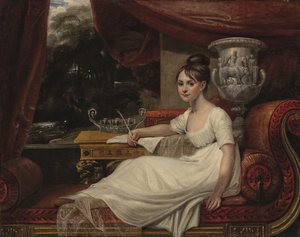 Portret van Eleanor Anne Porden, Lady Franklin (1795-1825), op een chaise longue
