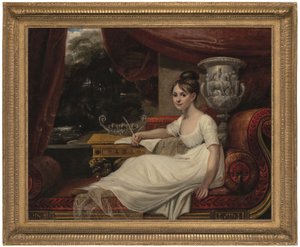 Portret van Eleanor Anne Porden, Lady Franklin, op een chaise longue door Mary Ann Flaxman
