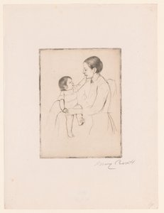 De liefkozing door Mary Cassatt (signed by artist)