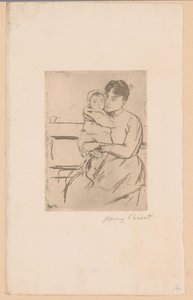 Op de Bank door Mary Cassatt (signed by artist)