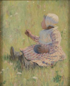 Meisje dat met een bol wol speelt, ca. 1875