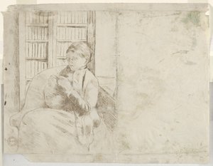 Breien in de bibliotheek verso, ca. 1881