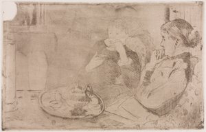 Lydia en haar moeder aan de thee, ca. 1880 door Mary Cassatt
