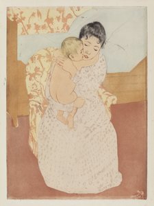 Moederlijke omhelzing, 1890-1891 door Mary Cassatt