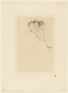 Moeder Berthe die haar kind vasthoudt door Mary Cassatt