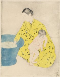 Het Bad, 1890-1891 door Mary Cassatt