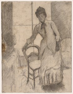 De Bezoeker recto, De Bezoeker verso, ca 1881 door Mary Cassatt