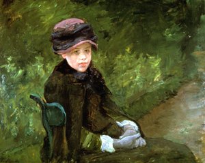 Jonge dame in het park, ca. 1880 door Mary Cassatt
