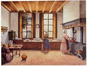 Keuken van het Zwijnshoofd Hotel in Arnhem, 1838