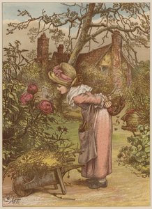 Meisje kijkt naar bij in de tuin door Mary Ellen Edwards