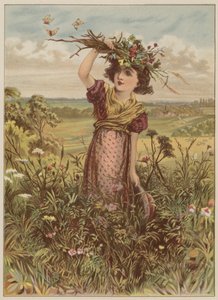 Meisje met bloemen en vlinders door Mary Ellen Edwards