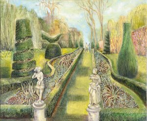 De lange tuin, Cliveden, standbeelden door Mary Kuper