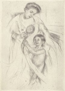 Kijken In Een Handspiegel #3 door Mary Stevenson Cassatt