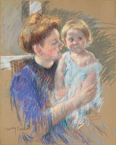 Moeder in Paars die haar Kind Vasthoudt, c.1914