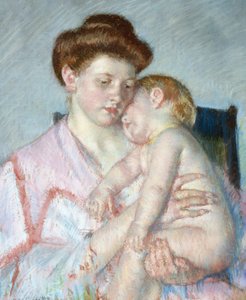 Slaperige baby, c.1910 door Mary Stevenson Cassatt
