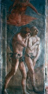 Adam en Eva verbannen uit het Paradijs, detail, voor restauratie