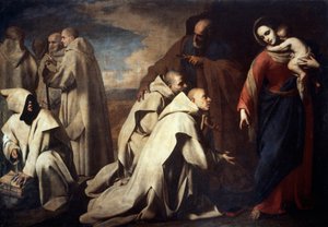 Madonna en St. Petrus troosten de volgelingen van St. Bruno, gehouden in Rome aan het Pauselijk Hof door Massimo Stanzione