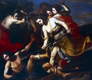 Orpheus geslagen door Bacchanten