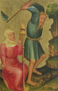 Adam en Eva aan het werk, detail van het Grabow-altaarstuk, 1379-83 door Master Bertram of Minden