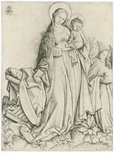 Madonna met engel die rozen geeft