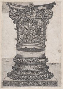 Speculum Romanae Magnificentiae: Gedecoreerde kapiteel en basis, ca. 1537 door Master GA
