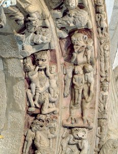 Detail van de Portico de la Gloria met scènes van de Hel