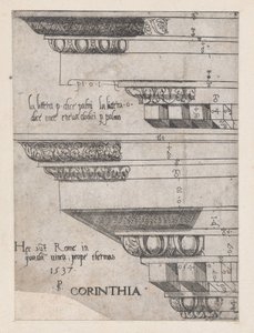 Speculum Romanae Magnificentiae: Korinthisch Entablement, 1537 door Master PS