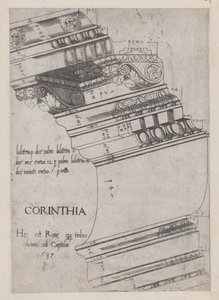 Speculum Romanae Magnificentiae: Entablement van de Tempel van Vespasianus, Rome, 1537