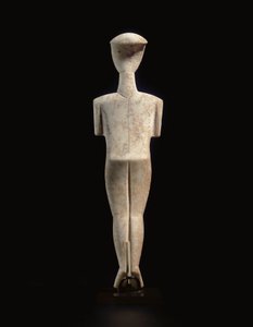 Cycladische liggende vrouwelijke figuur, naamstuk van de Schuster Meester, Vroeg Cycladisch II, ca. 2400 v.Chr.