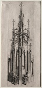 Ontwerp voor een gotische fontein, ca. 1470 door Master W with the Key