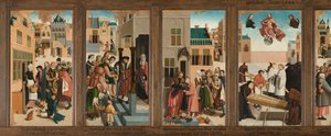 De zeven werken van barmhartigheid door Master of Alkmaar