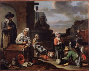 Boeren bij een put door Master of Beguins