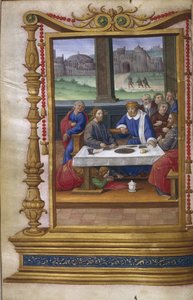 Feest in het huis van Simon de Farizeeër, 1500-1550 door Master of Claude de France