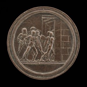 Soldaten die een poort aanvallen door Master of Coriolanus